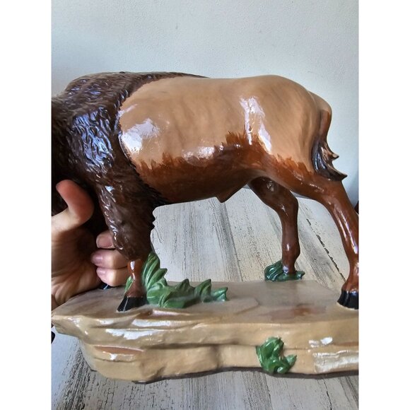Vintage ceramic buffalo bison statue figurine unique large - Picture 9 of 10